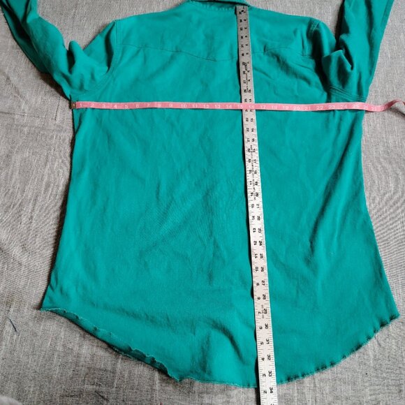 Wrangler Brushpopper Shirt Size XLT Turquoise Solid Pearl Snap Western Yoke - Picture 7 of 10